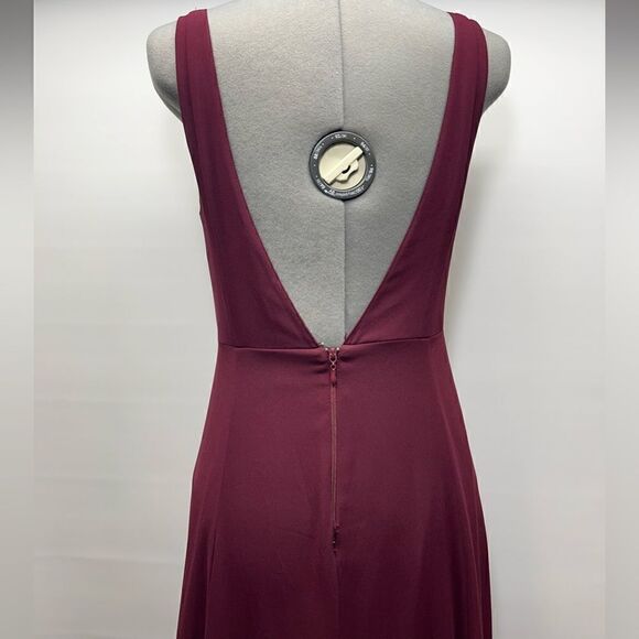 Show Me Your MuMu Jenn Maxi Sleeveless Bridesmaid Gown Dress in Merlot Chiffon M - Picture 3 of 14